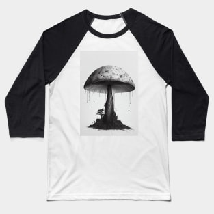 Rustic Mushroom Wall Art Minimalist Greyscale Grunge Baseball T-Shirt